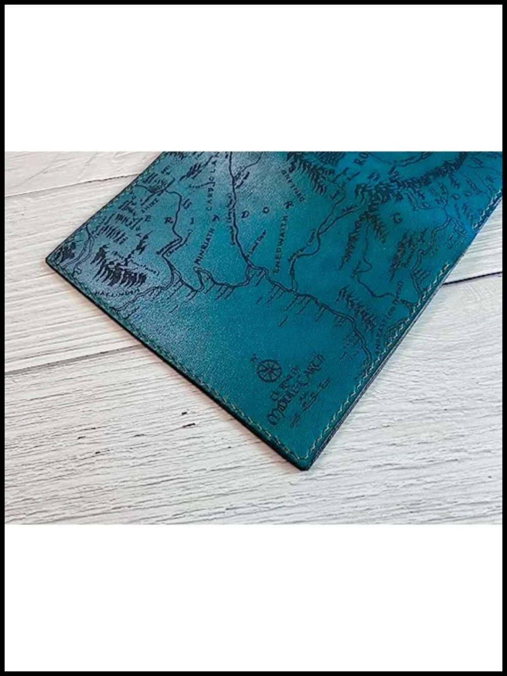Handmade Genuine Leather Passport Wallet with Map Design, 4 Pockets, Travel
